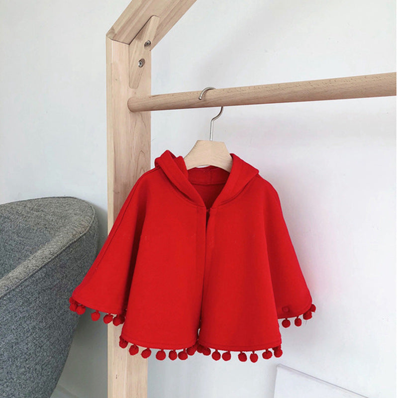 Children's Fashion Solid Color Cape Cloak Coat