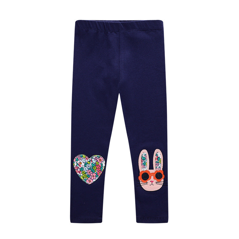 Girls Pants Children's Leggings Three-dimensional Embroidered Knitted Girls Elastic Leggings