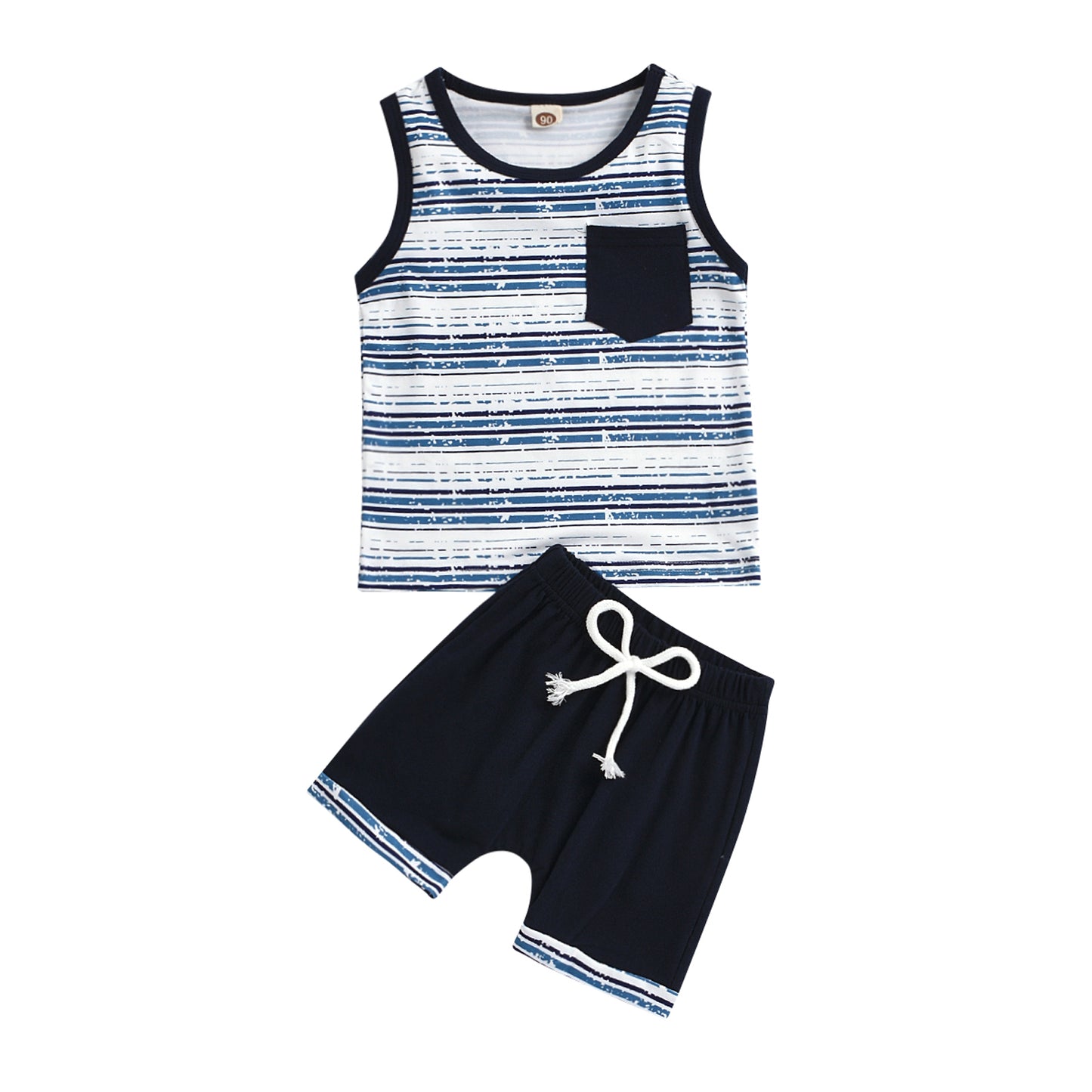 Black And Blue Striped Vest Shorts Children's Suit