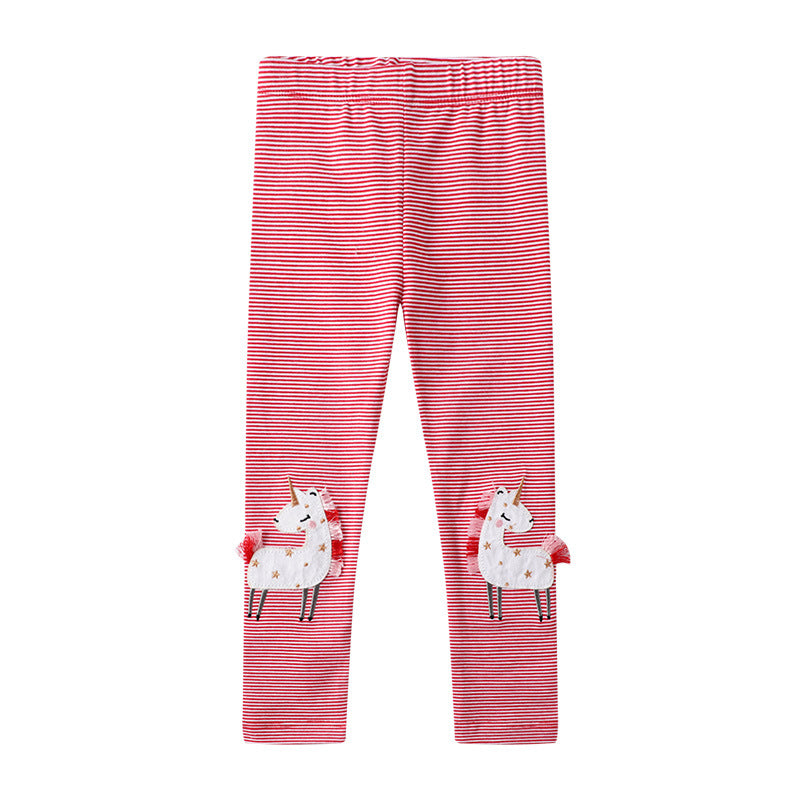 Girls Cartoon Leggings Embroidered Girls Thin Tight Pants Trendy