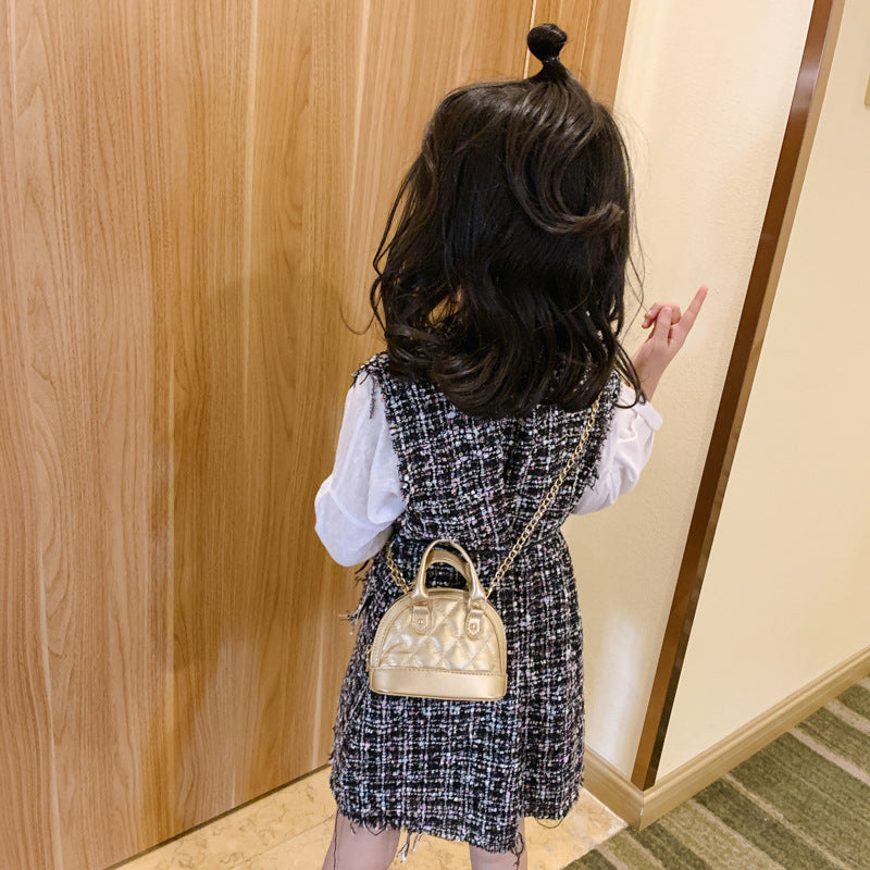 Children's  Shell Bag Rhombic Chain Catwalk Messenger Bag Cute Mini Little Girl Shoulder Portable Small Bag