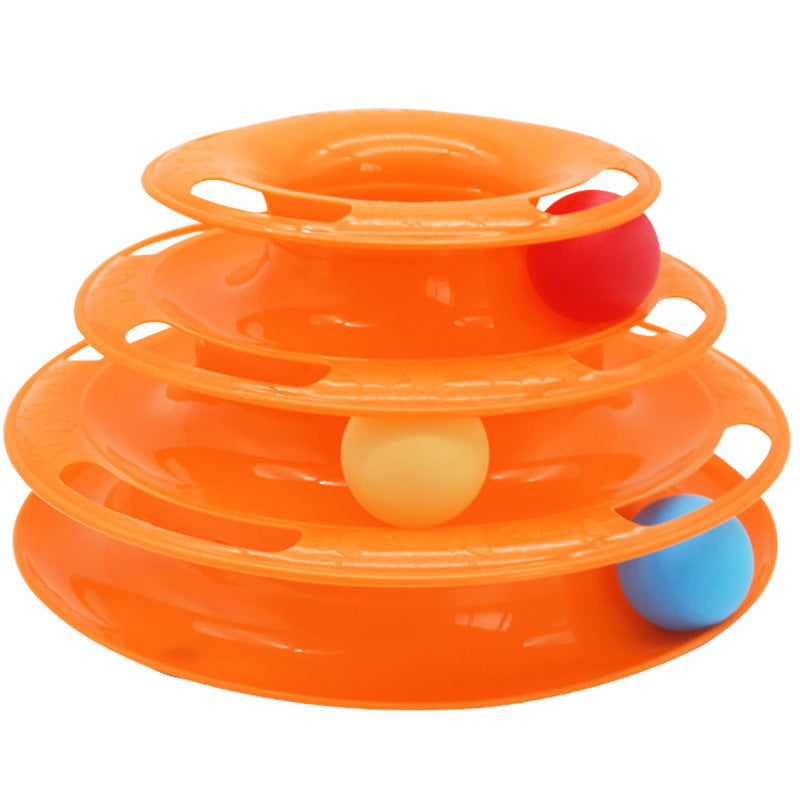 Pet Cat Toy Three and four-layer Cat Turntable With Ball Cat Interactive Educational Track Toy Cat Space Tower Playboard