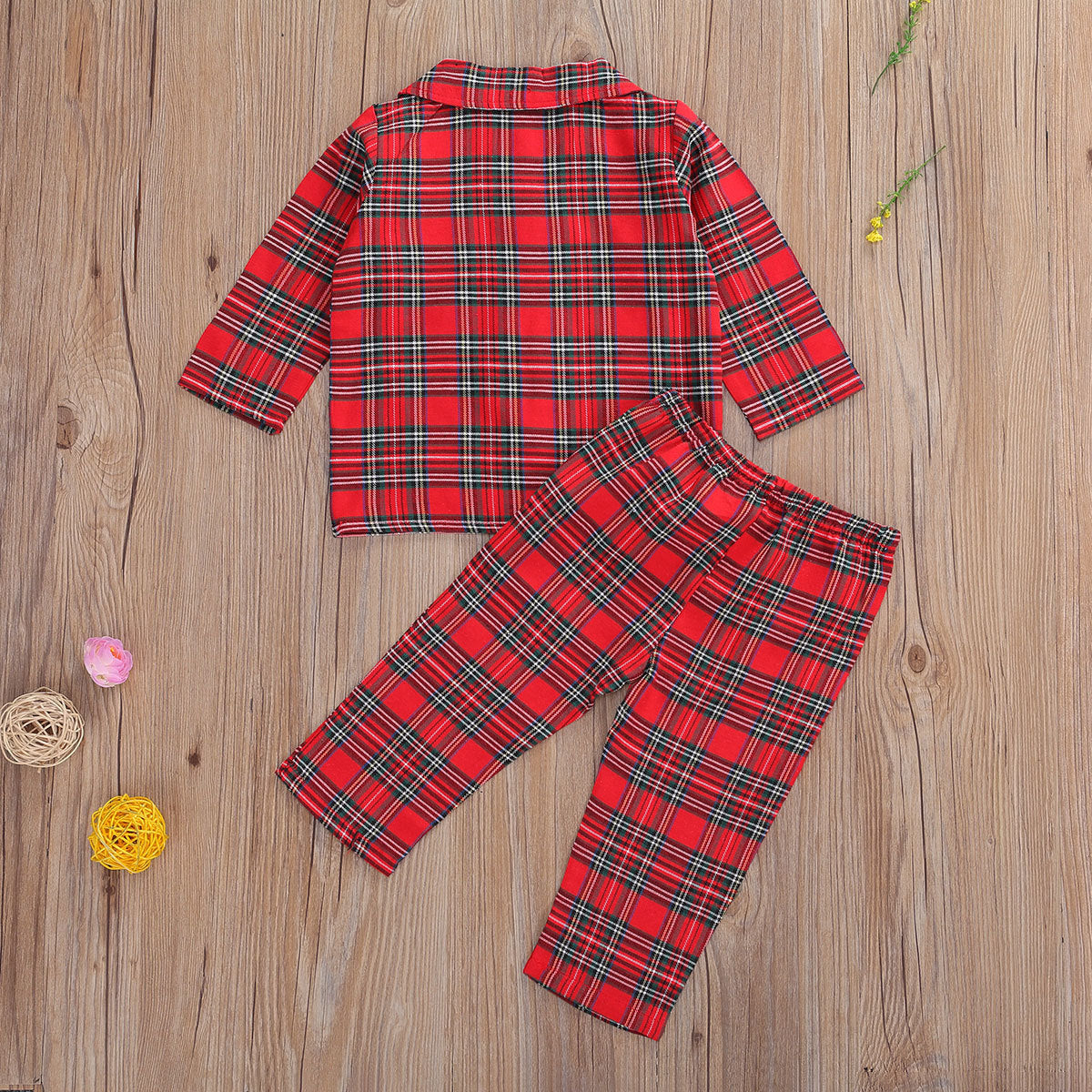 Western Style Red Plaid Boy Shirt Suit