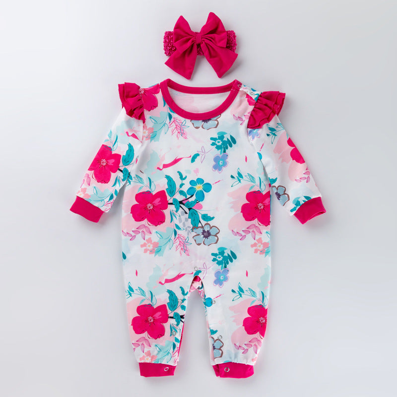 Newborn jumpsuit European and American baby chiffon long sleeve romper