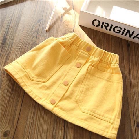 Foreign Girl\'s Candy Color Versatile Cotton Small Waist Skirt Korean