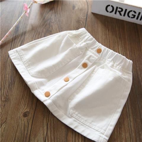 Foreign Girl\'s Candy Color Versatile Cotton Small Waist Skirt Korean