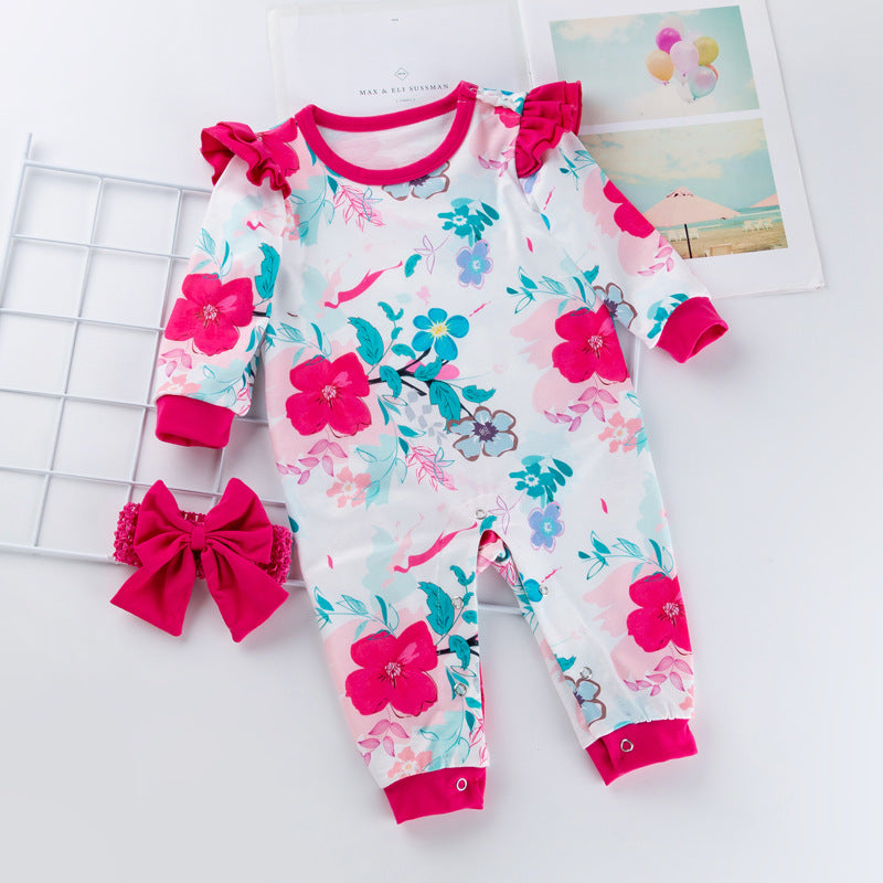 Newborn jumpsuit European and American baby chiffon long sleeve romper