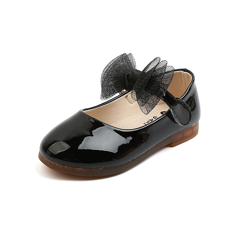 Bow Leather Princess Shoes For Girls Soft Sole And Soft Surface