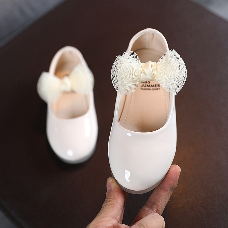 Bow Leather Princess Shoes For Girls Soft Sole And Soft Surface