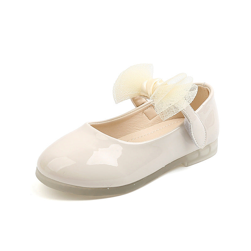 Bow Leather Princess Shoes For Girls Soft Sole And Soft Surface