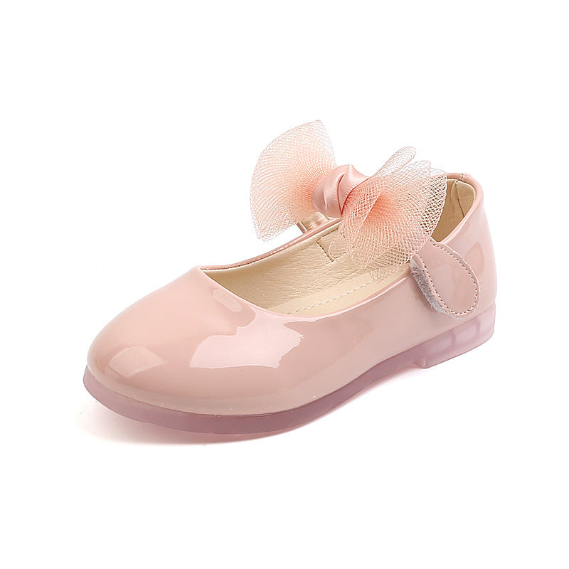 Bow Leather Princess Shoes For Girls Soft Sole And Soft Surface