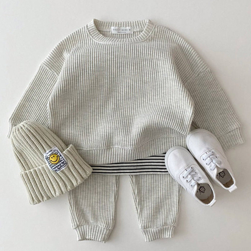 Infant And Children's Clothing Casual Knit Suit Spring And Autumn Loose Sports Two-piece Suit