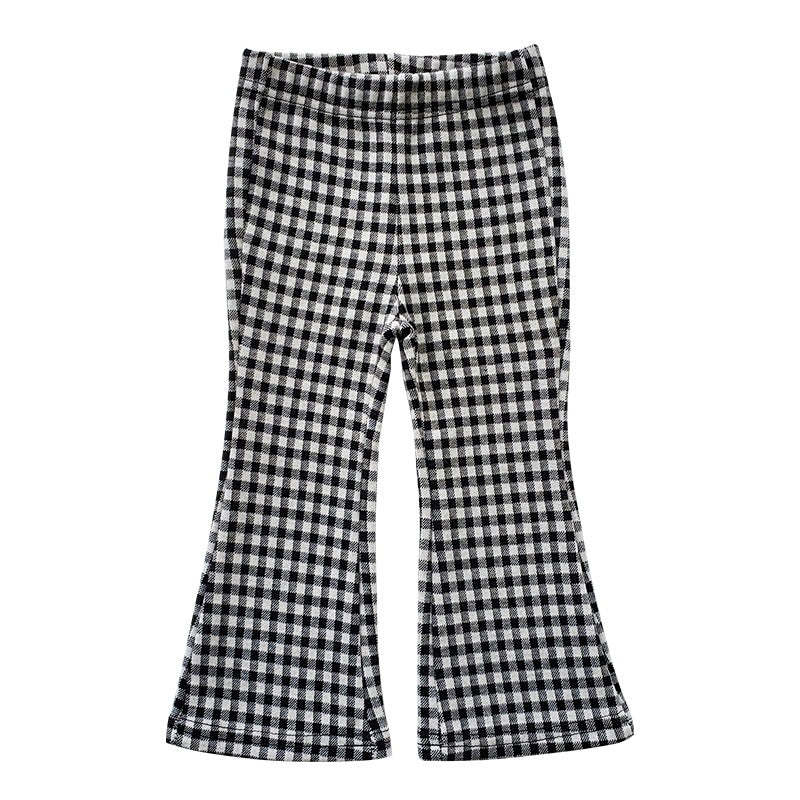 Loebear Crawler Spring And Autumn New Children's Clothing Girls' Plaid Bell-bottom Pants