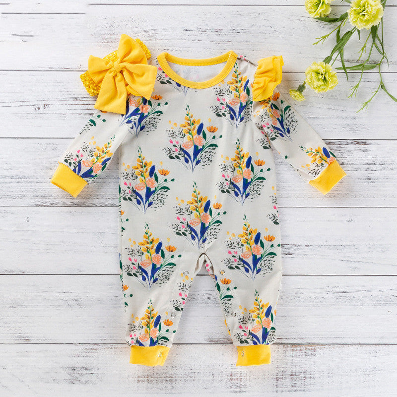 Newborn jumpsuit European and American baby chiffon long sleeve romper