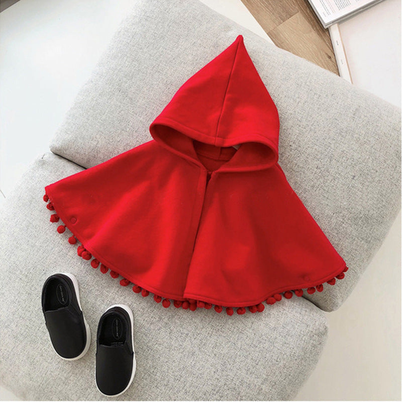 Children's Fashion Solid Color Cape Cloak Coat