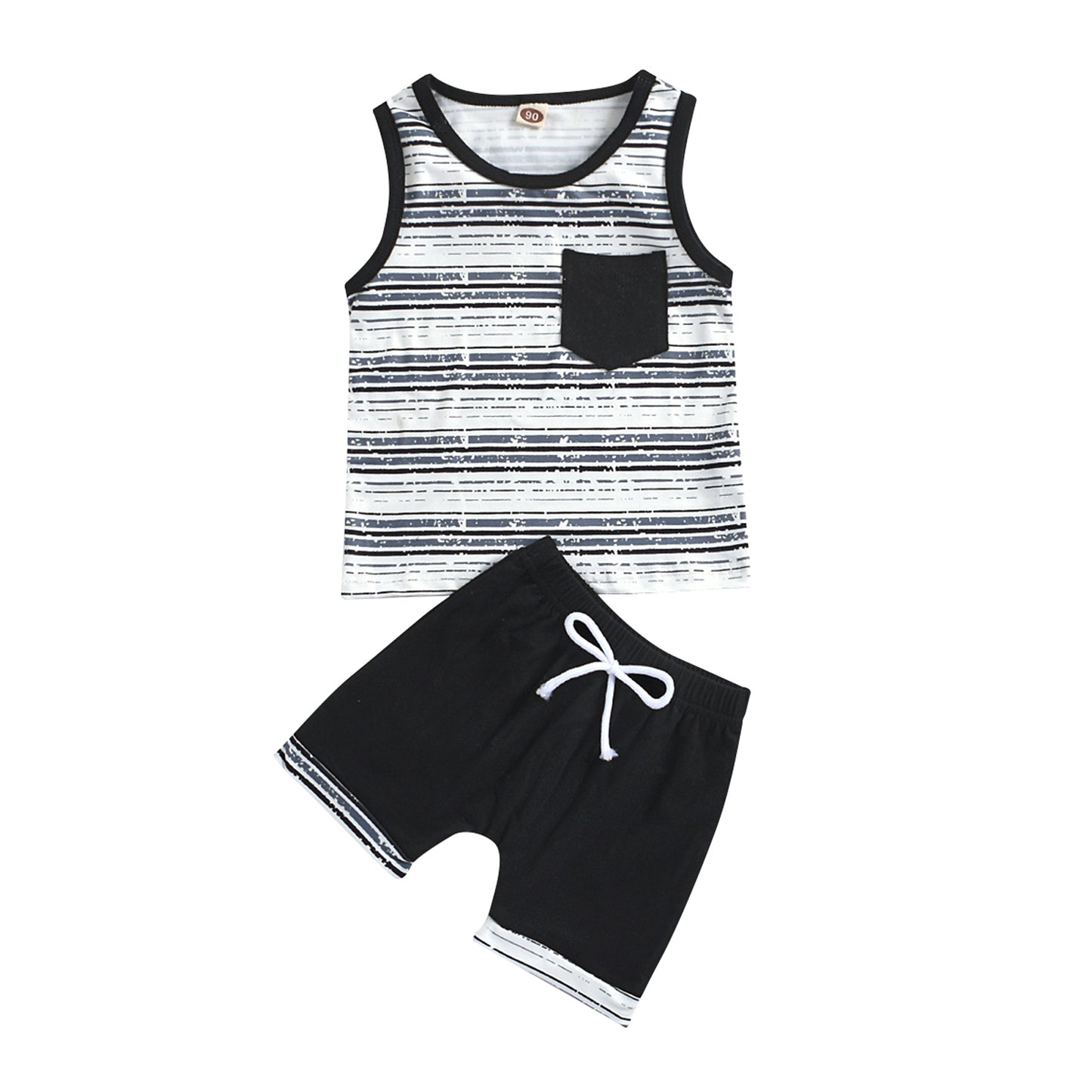 Black And Blue Striped Vest Shorts Children's Suit