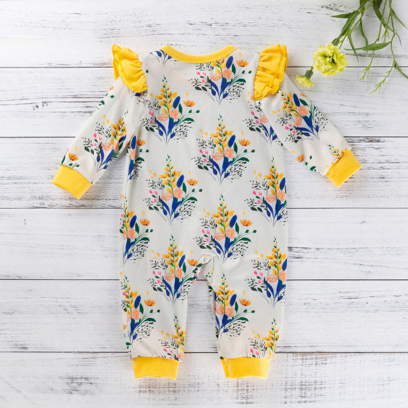 Newborn jumpsuit European and American baby chiffon long sleeve romper