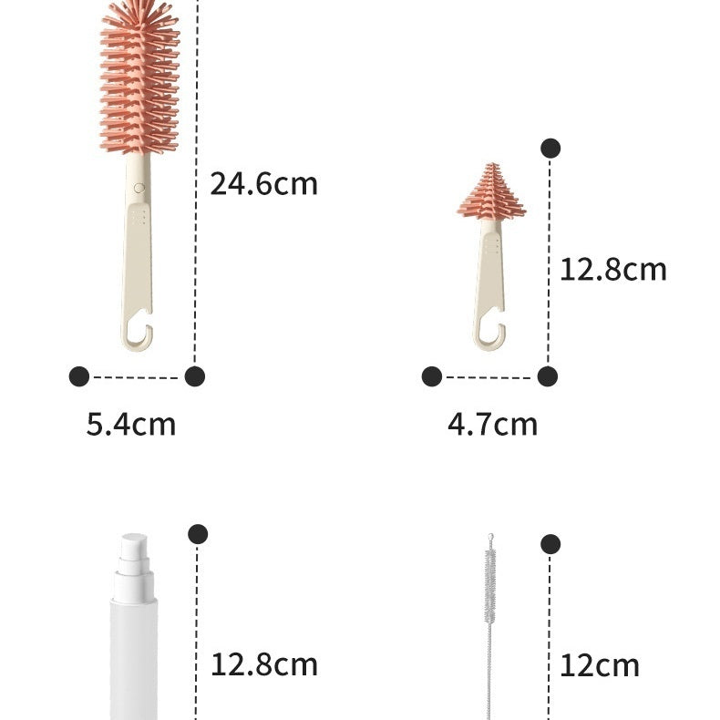 Portable Multifunctional Silicone Straw Baby Bottle Brush Storage Set