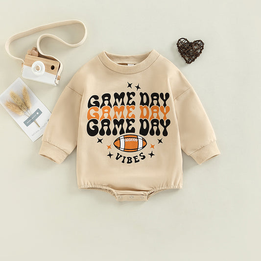 Kids Rugby Letters Print Long Sleeve Pullover Romper