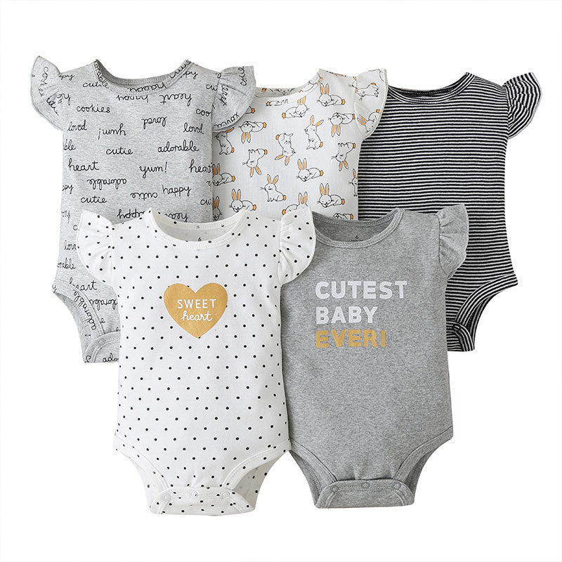 Five-piece Baby Romper Flying Sleeve Set