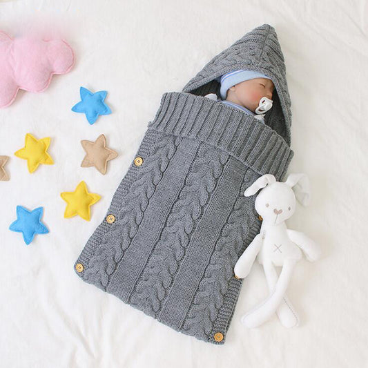 New Autumn Winter Newborn Baby Boy Girl Knit Sleeping Bag Clothes Infant Baby Pure Color Hold Blanket