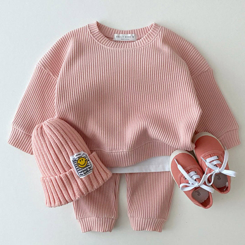 Infant And Children's Clothing Casual Knit Suit Spring And Autumn Loose Sports Two-piece Suit