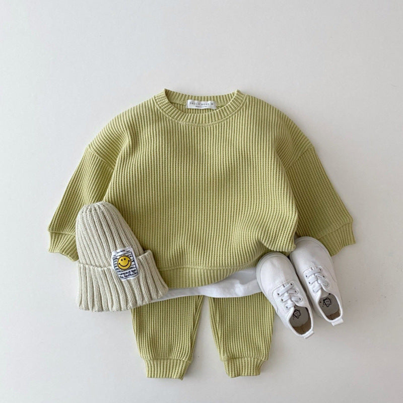 Infant And Children's Clothing Casual Knit Suit Spring And Autumn Loose Sports Two-piece Suit