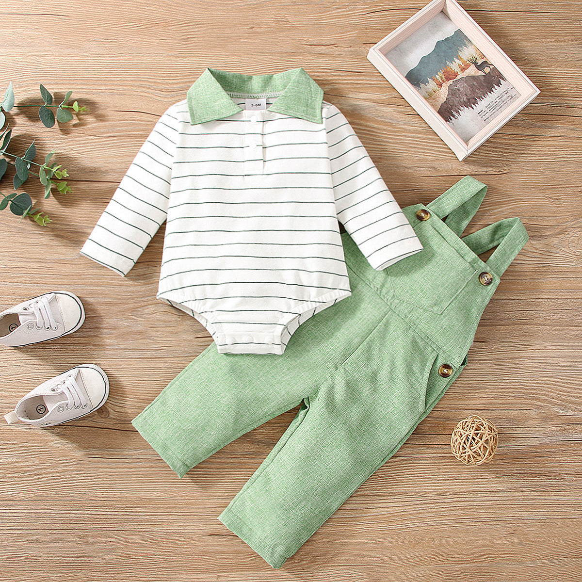 No Hooded Blouse And Pants Green Cotton Pullover Suit