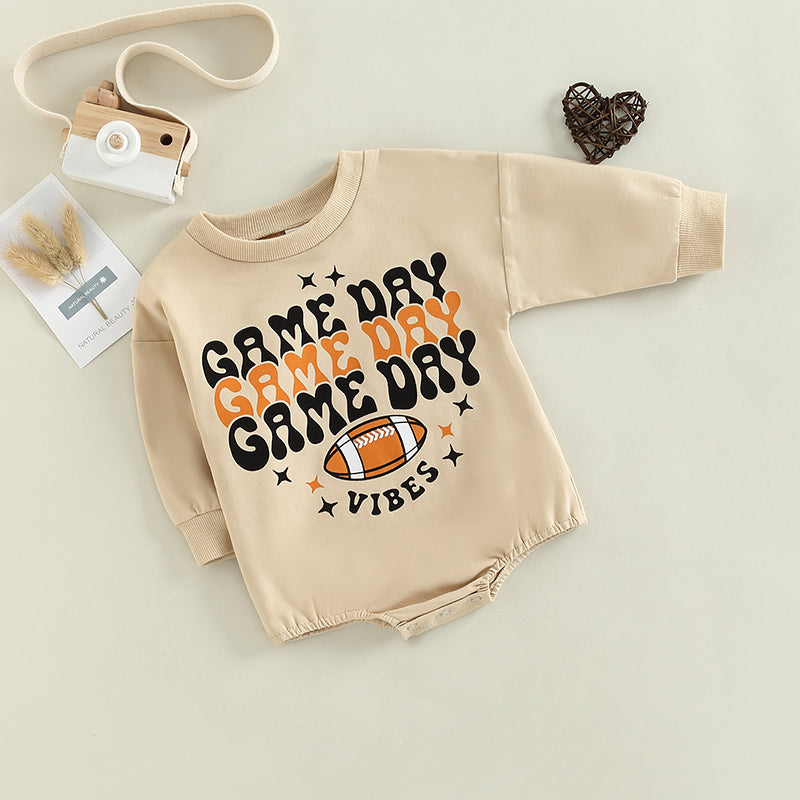 Kids Rugby Letters Print Long Sleeve Pullover Romper