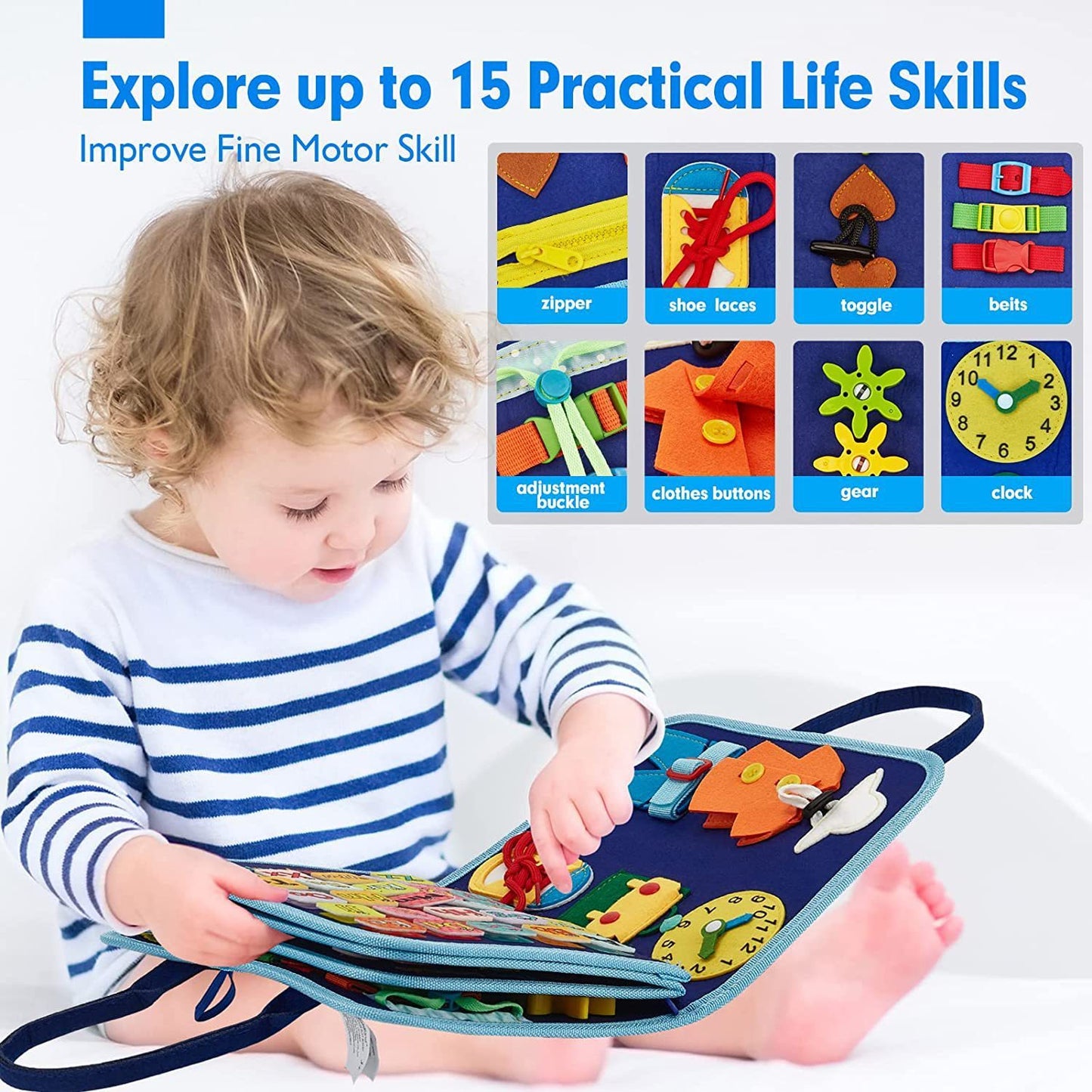 Children's Learning Board Early Education Toys Life Common Sense Dressing Lace-up Felt Bag Toddler Felt Busy Board