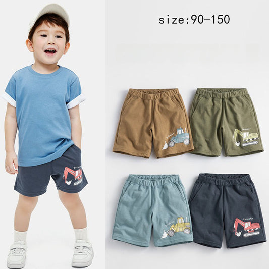 Cotton Cartoon Car Children's Shorts Summer Boys Thin Cotton Breathable Engineering Vehicle Pants