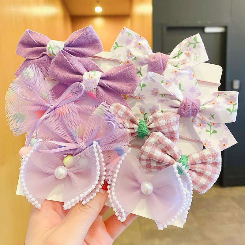 Fabric Flower Bow Does Not Hurt Hair Accessories Cute Hair Rings