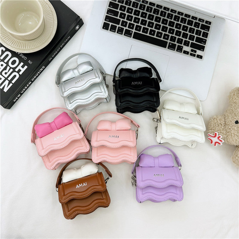 Bow Shoulder Bag Girls' Handbag Princess Style Messenger Bag Mini Outdoor Portable Small Bag