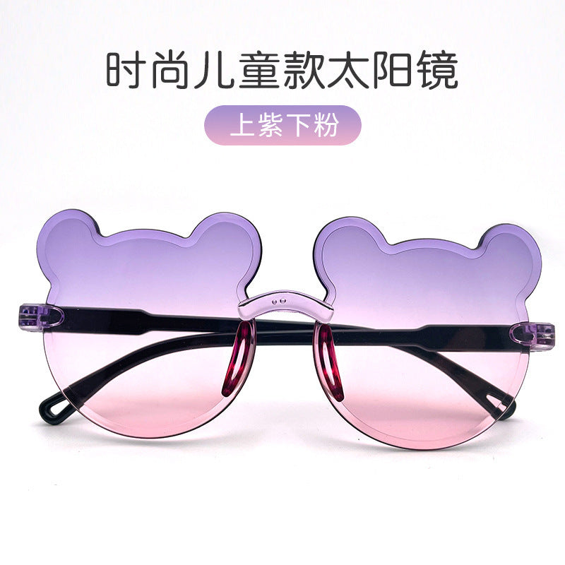 Children's Glasses Sunglasses UV Protection For Boys And Girls Fashion Cute Baby Bear Ears Sunglasses Modeling Photo