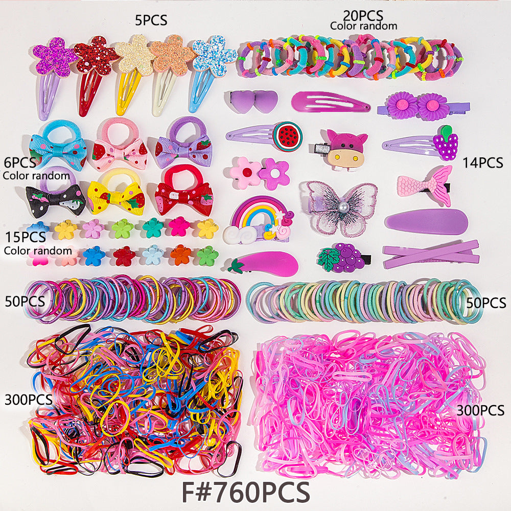 Children's Headwear Hairpin Hairpin Combination Set Gift Box Baby's Hairband Girls' Side Clip Hair Accessories Girls' Princess Hair Rope