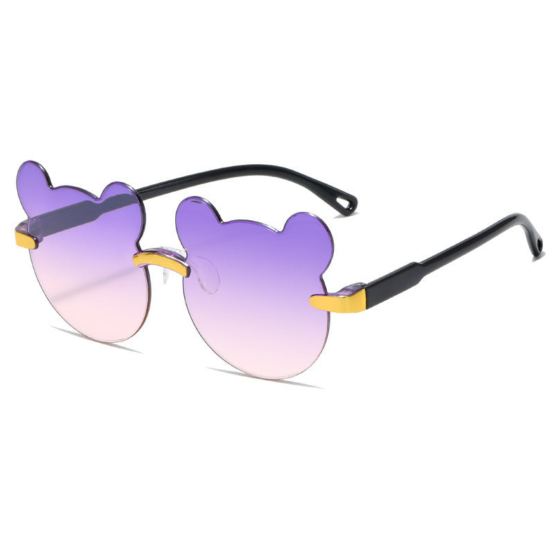 Children's Glasses Sunglasses UV Protection For Boys And Girls Fashion Cute Baby Bear Ears Sunglasses Modeling Photo