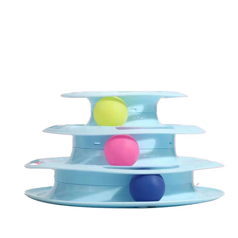 Pet Cat Toy Three and four-layer Cat Turntable With Ball Cat Interactive Educational Track Toy Cat Space Tower Playboard