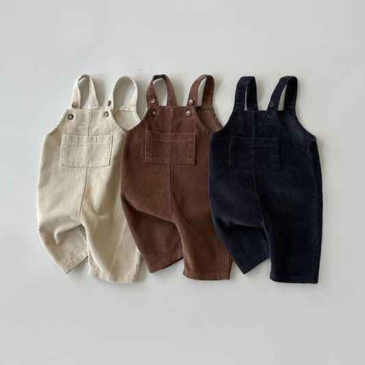 Baby And Toddler's Spring And Autumn Trendy Wear Multi-color Corduroy Korean-style Casual Strap Pants For Boys And Girls