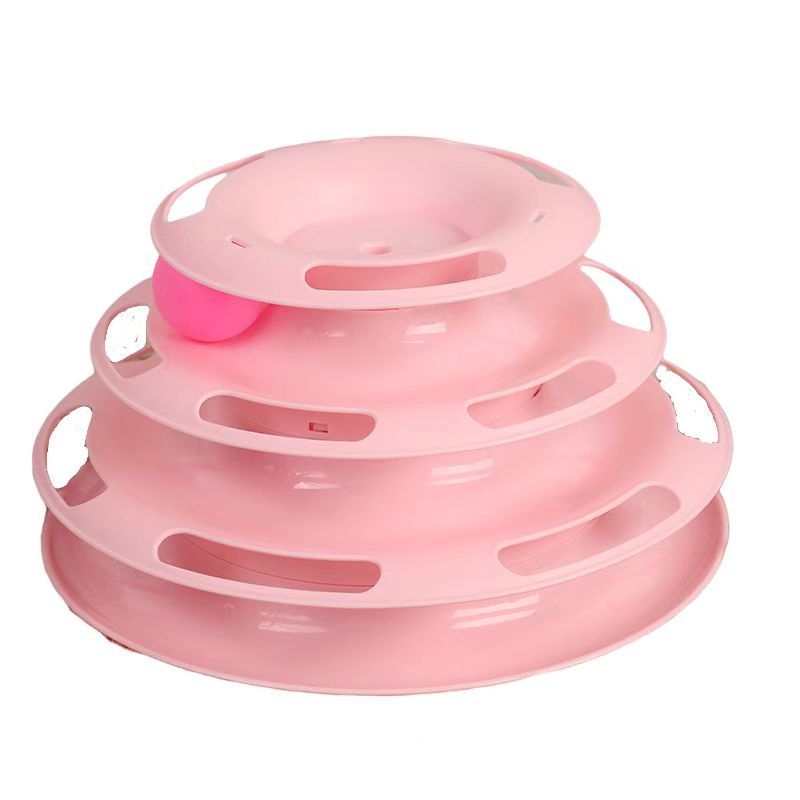 Pet Cat Toy Three and four-layer Cat Turntable With Ball Cat Interactive Educational Track Toy Cat Space Tower Playboard