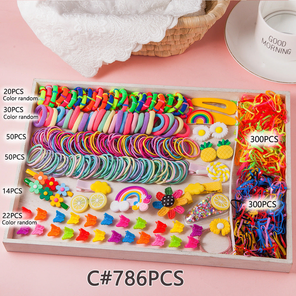 Children's Headwear Hairpin Hairpin Combination Set Gift Box Baby's Hairband Girls' Side Clip Hair Accessories Girls' Princess Hair Rope