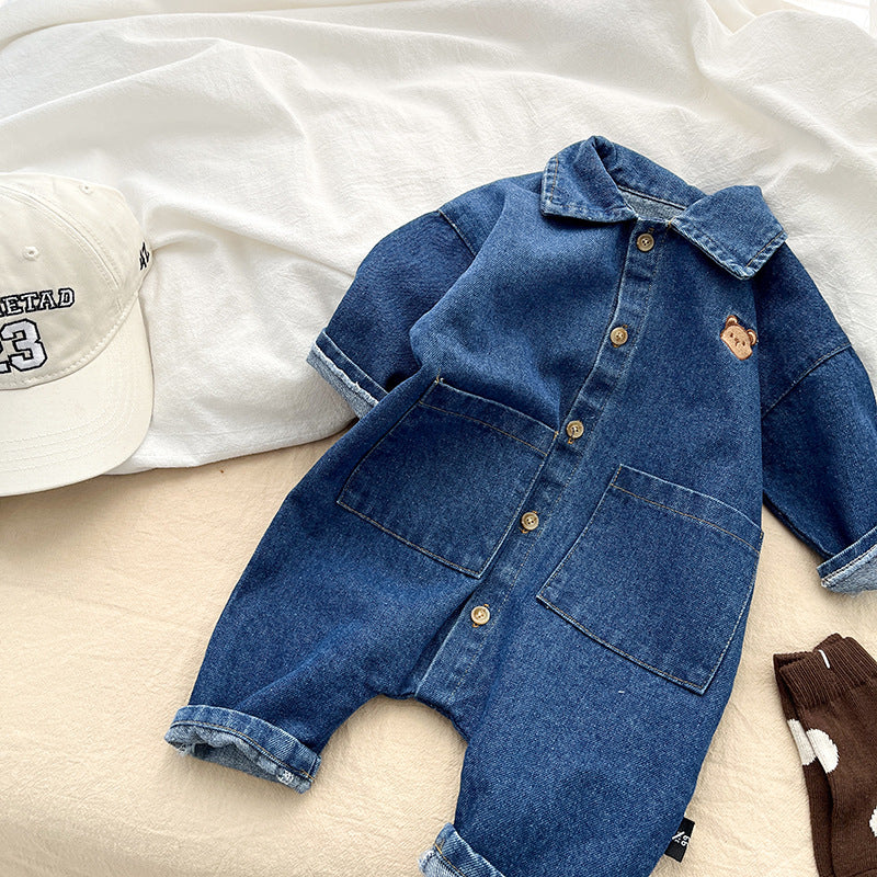 Denim Jumpsuit Infant Spring Super Cute Outing Romper Baby Clothes Spring And Autumn