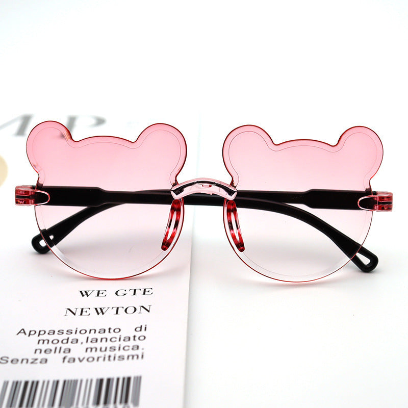 Children's Glasses Sunglasses UV Protection For Boys And Girls Fashion Cute Baby Bear Ears Sunglasses Modeling Photo