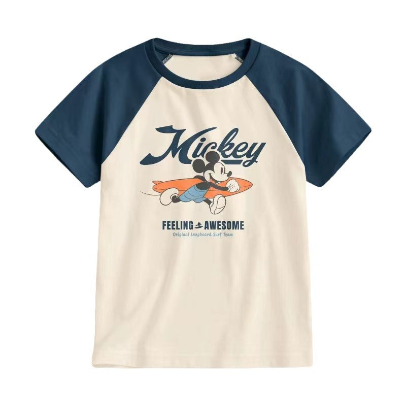 T-shirt Short Sleeve Cartoon Cotton T-shirt 1-8 Years Old Children's Round Neck Half Sleeve Bottoming Shirt