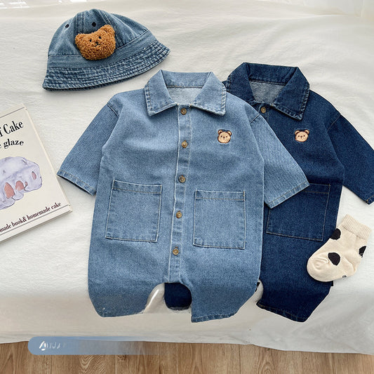 Denim Jumpsuit Infant Spring Super Cute Outing Romper Baby Clothes Spring And Autumn