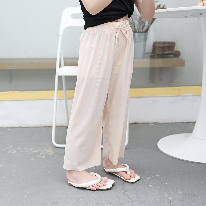 Girls' Mosquito-proof Pants  Loose Casual Ice Silk Cropped Wide-leg Pants