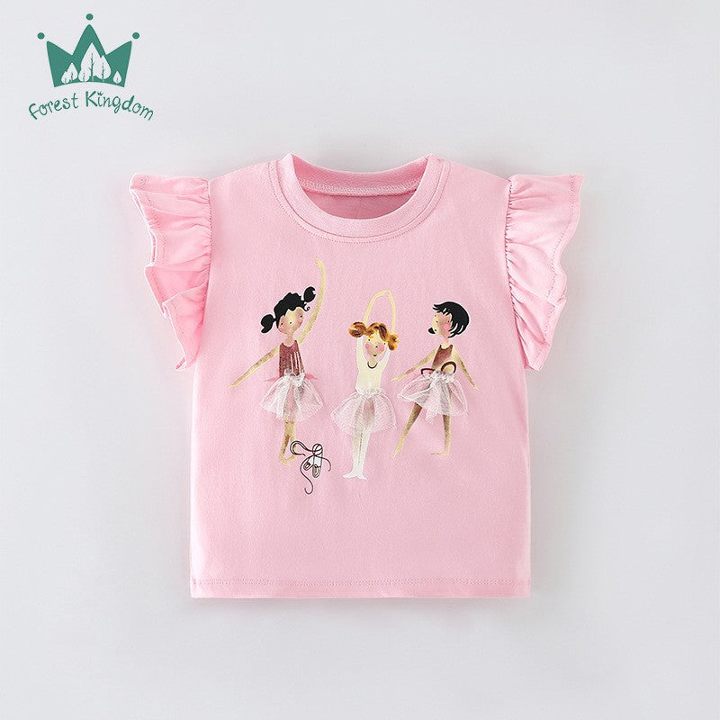 Short-sleeved Girls' T-shirt Summer Short-sleeved Shirt Baby Girls' Cute Cartoon T-shirt