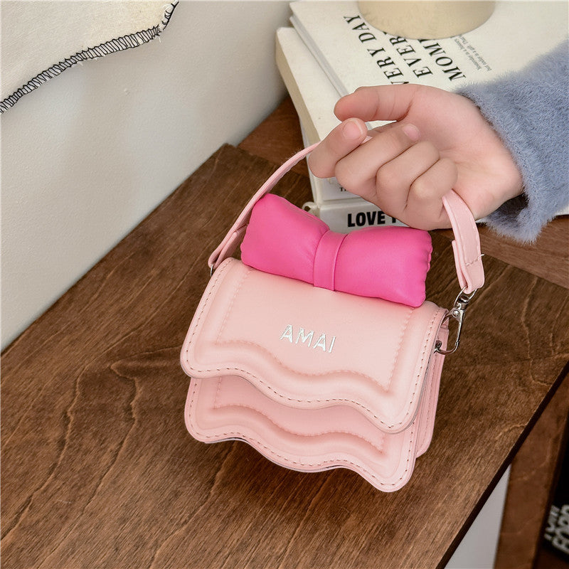 Bow Shoulder Bag Girls' Handbag Princess Style Messenger Bag Mini Outdoor Portable Small Bag