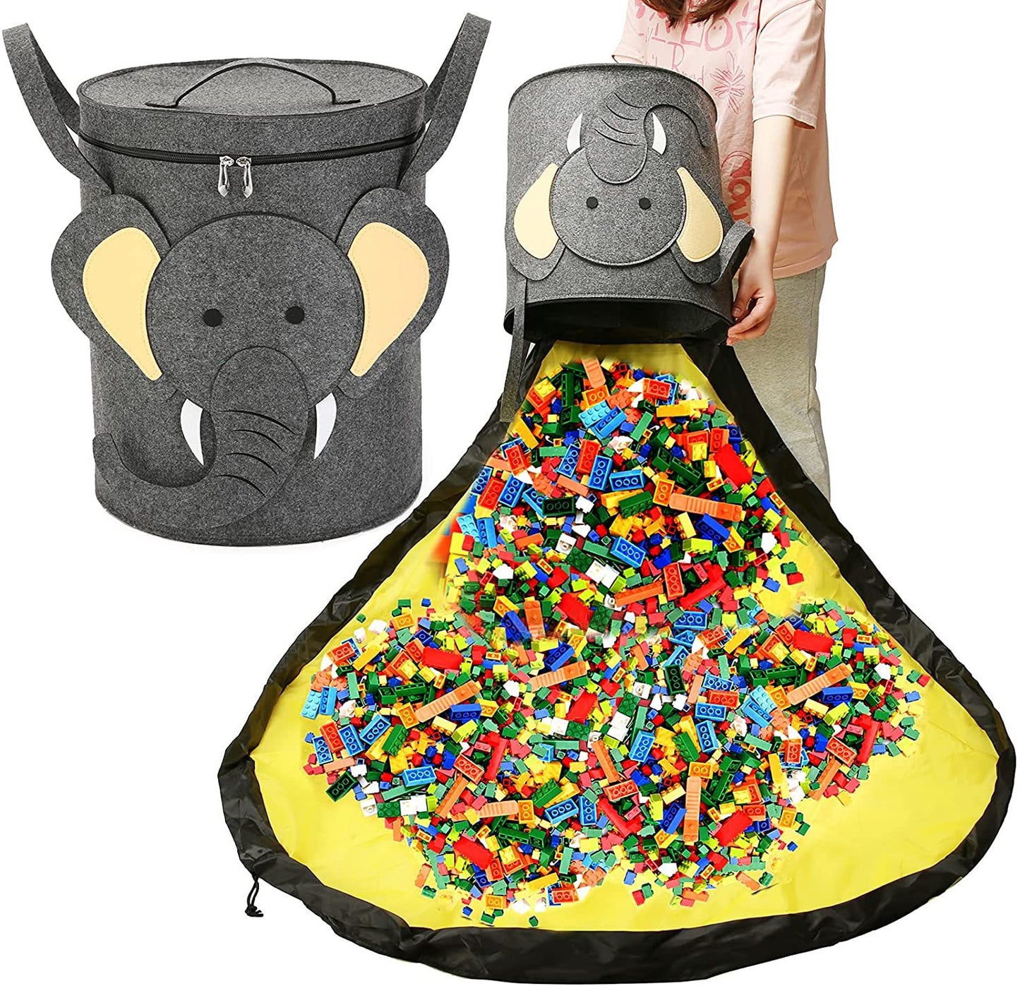 New Lego Felt Storage Bag Toy Play Mat 2-in-1 Drawstring Toy Storage Bag