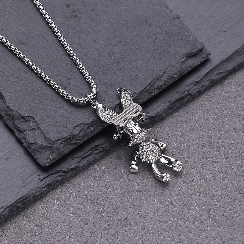 Steel Hip-hop Necklace Children's Fashion Hip-hop Catwalk Necklace Chain Stainless Steel Accessories