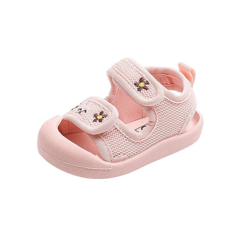 Solid Soft-soled Summer Sandals Toe Anti-kicking baby Toddler Shoes Double Velcro Baby Shoes Infant Non-slip